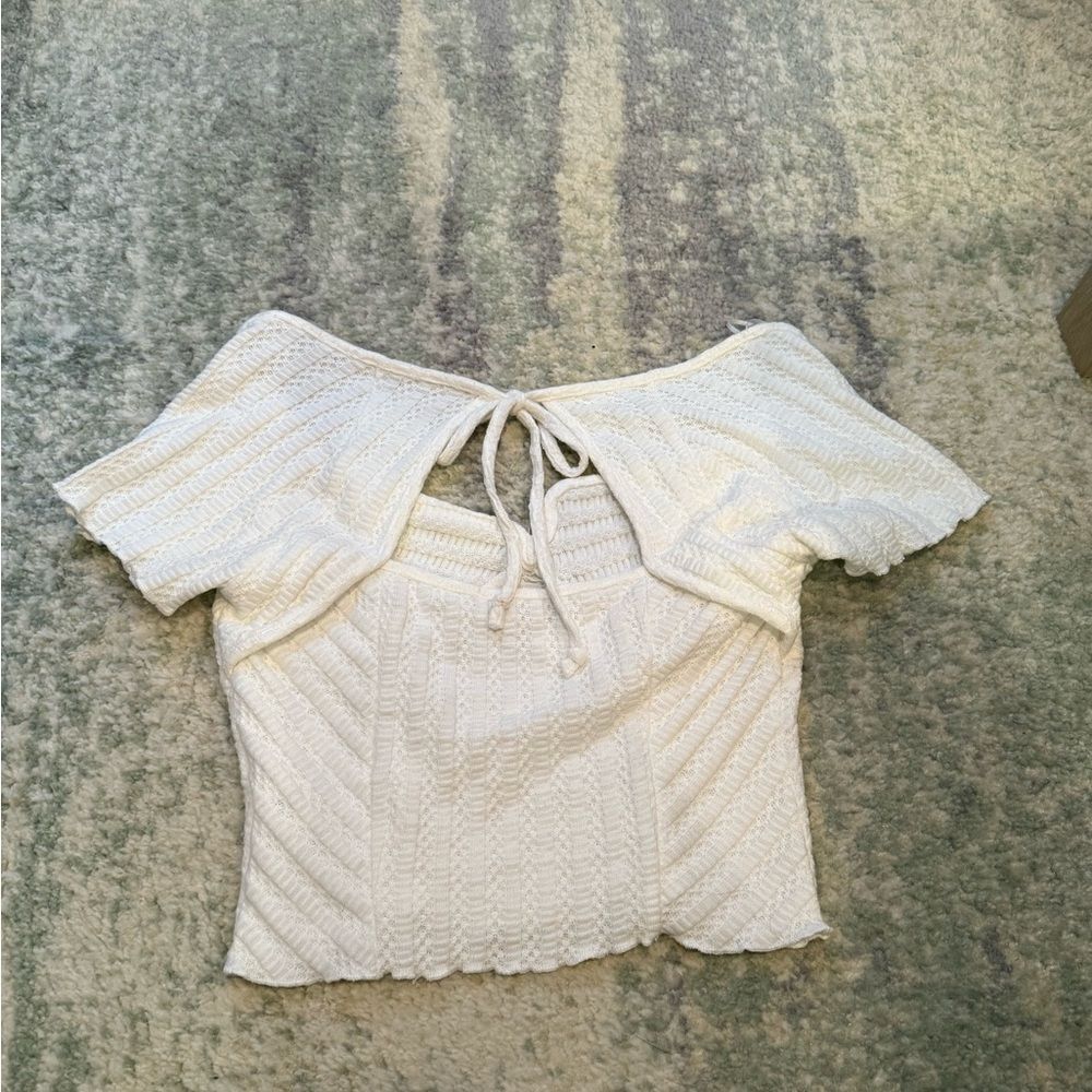 White Textured Knit Top - Picture 4 of 7